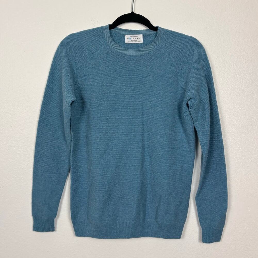 Oliver Charles All Season Crew Neck Quiet Luxury Light Blue Knit Sweater XS